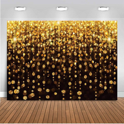 7X5Ft Gold Glitter Backdrop Curtain Black Gold Bokeh Photo Booth Background for