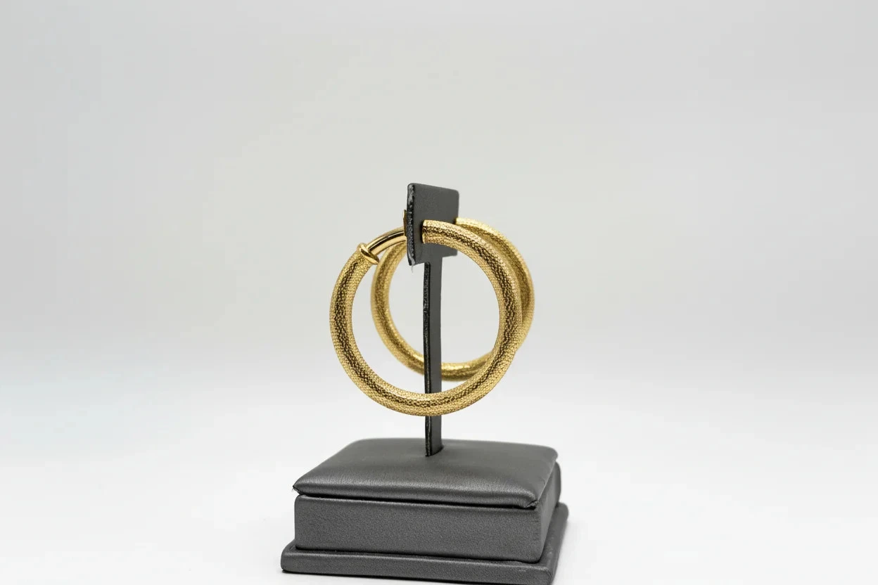 Bellezza Bronze Textured Tubular ClipOn Hoop Earrings 1-1/2" - product detail image 4