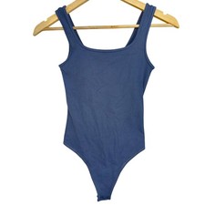 Abercrombie  Fitch Soft AF Blue Ribbed Knit Sleeveless Tank Bodysuit Womens XS