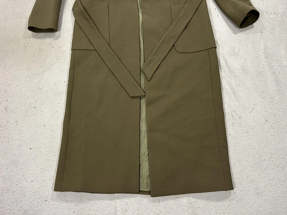 Isaia Napoli Coat Mens 32R Olive Belted Wool Cashmere Made in Italy Long Luxury - Image 3 of 4