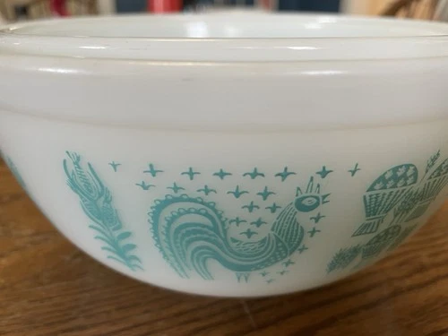 Vintage Pyrex Amish Butterprint Nesting Mixing Bowls 2 Pc 402/403 In Turquoise