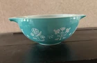 Vintage Pyrex Needlepoint Embroidery Turquoise Cinderella Bowl