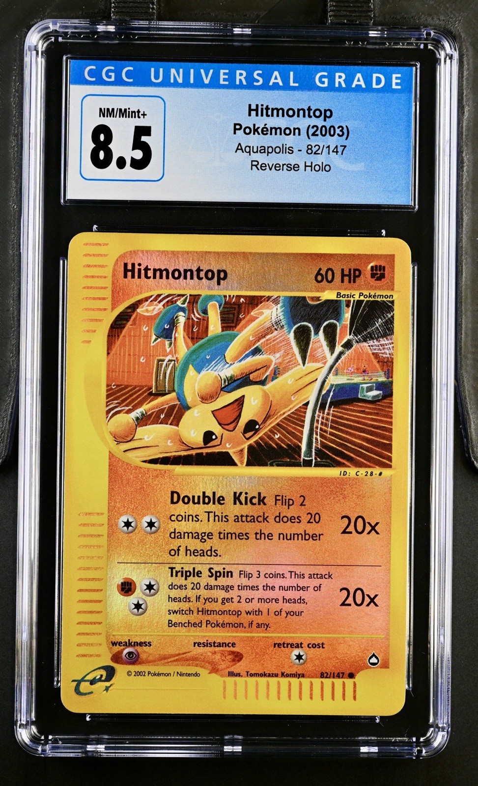 2003 POKEMON AQUAPOLIS #82 HITMONTOP-REVERSE FOIL Cgc 8.5 NM/Mint+