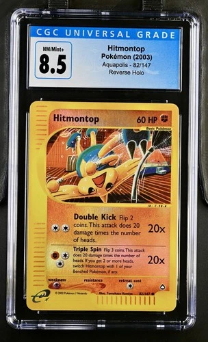 2003 POKEMON AQUAPOLIS #82 HITMONTOP-REVERSE FOIL Cgc 8.5 NM/Mint+