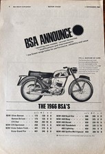 BSA Announce 1966 BSA’s 1965Vintage Motorcycle Advert