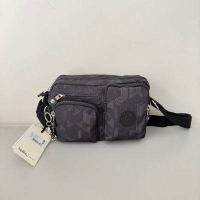 Kipling Albena Crossbody Bag in Black Geo Pattern NWT