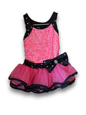 Curtain Call E2083 Costume Dance Tap Jazz Pink Sequins Glitter CHILD MEDIUM