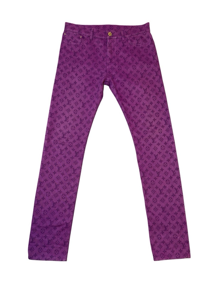 2019 Louis Vuitton Purple Monogram Slim Jeans Virgil Abloh Size 30 Small