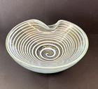 Vintage Murano art glass bowl ashtray blue and gold spiral