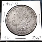 1921 D Morgan Silver Dollar - 1 ea- 90 % Pure Silver - AU - In Flip-Nice Details
