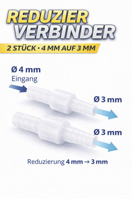 2 Stück  Reduzierverbinder von 4 mm auf 3 mm Schlauchverbinder gerade aus POM 