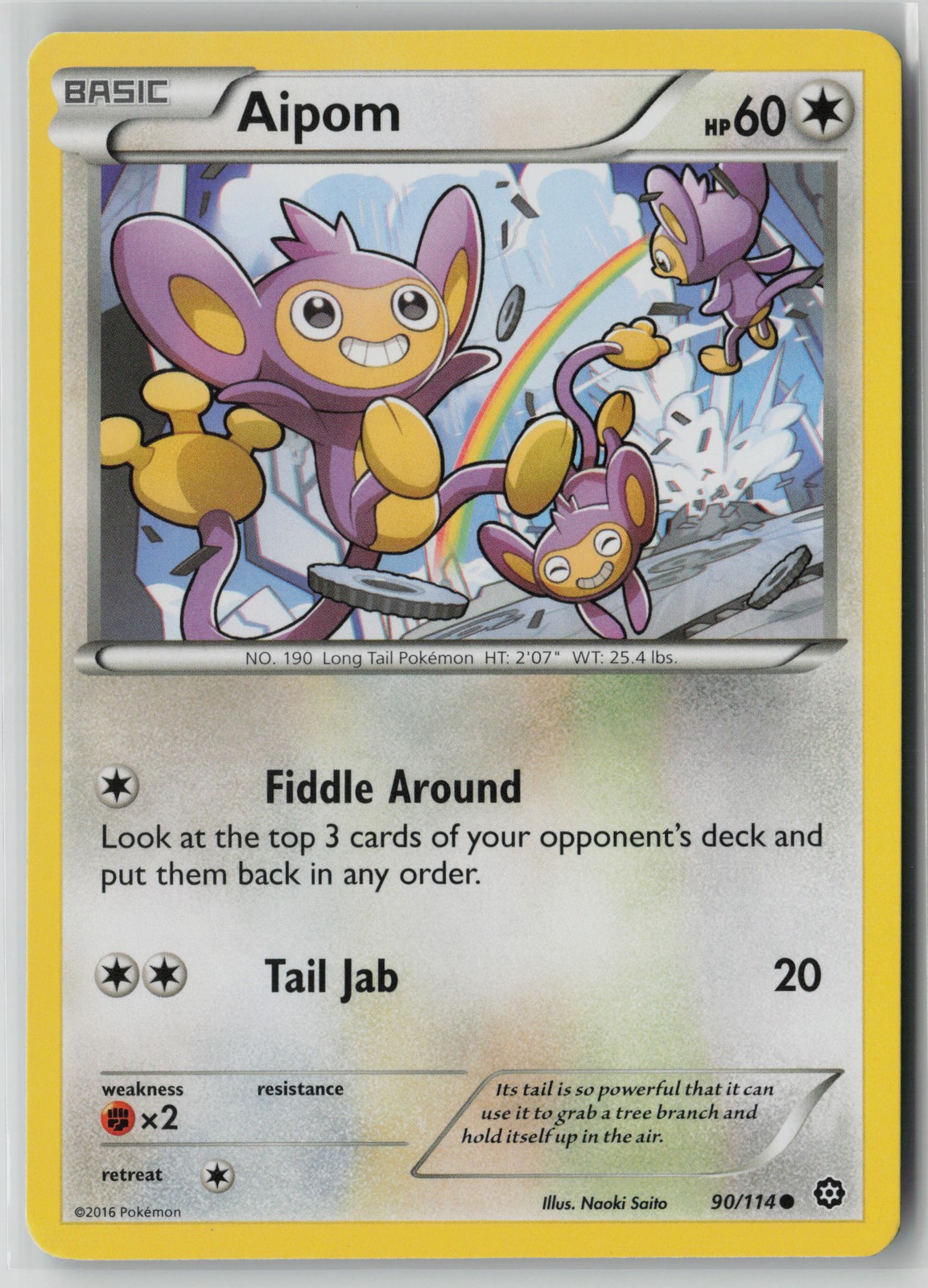 Aipom 90/114 Pokemon TCG Steam Siege Card 2016 Lightly Played (LP) 1