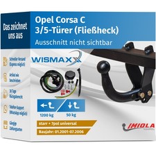 ANHÄNGERKUPPLUNG starr passt für Opel Corsa C 01-06 +7polig E-Satz ABE