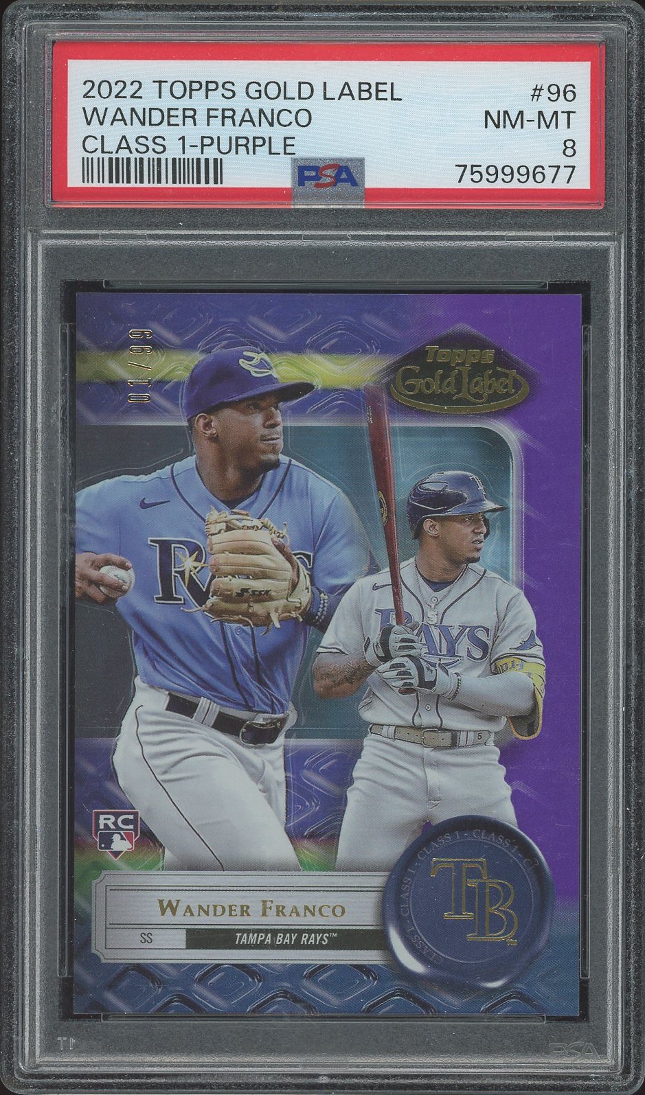 2022 Topps Gold Label Class 1 Purple #96 Wander Franco RC /99 PSA 8