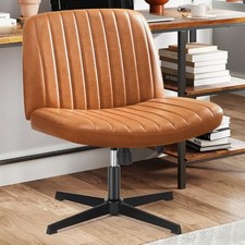 Criss Cross Chair Legged, Armless Office Swivel Desk Chair Brown No Wheels