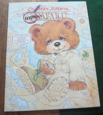 Vintage 90's Critter Sitters Hidden Safari Bear MEAD Pocket Folder CUTE 1989
