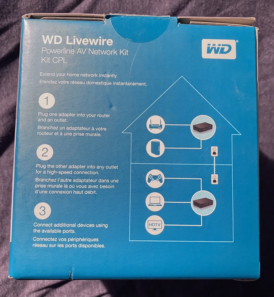 Internet Extension WD Livewire Powerline AV Network Kit open box FREE SHIPPING - Image 4 of 4