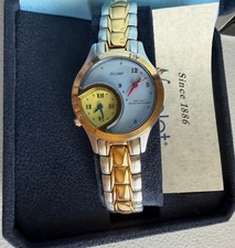 NICOLET LADIES DUAL TIME QUARTZ WATCH NEW OLD STOCK TWO TONE STAINLESS BRACELET