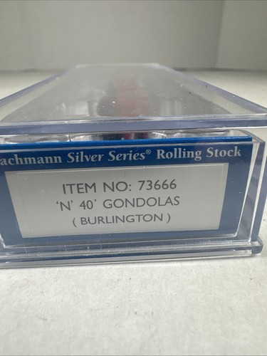 Bachmann N Scale Silver Series 73666 40’ Gondolas Burlington #3141 - Picture 8 of 8