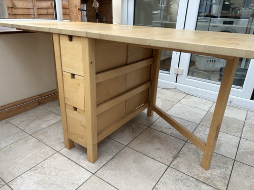 IKEA NORDEN Gateleg Drop-Leaf Table with Drawers – Great Condition ...
