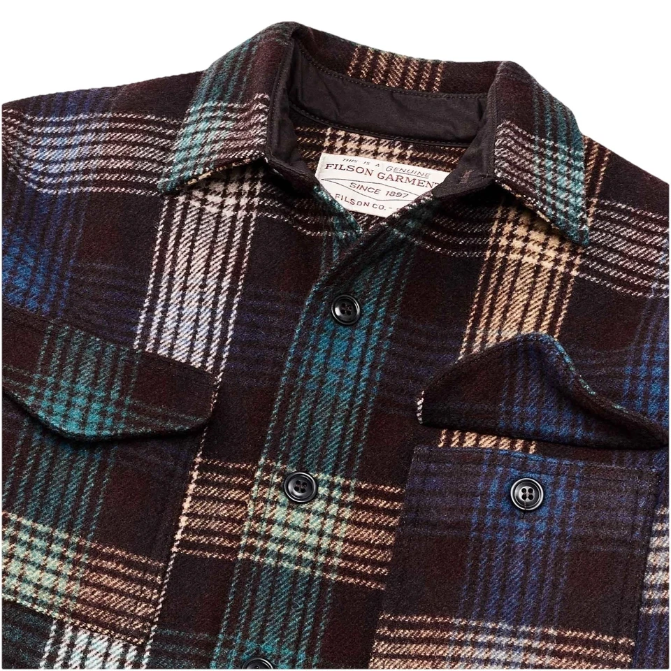 Filson Mackinaw Wool Jac Shirt New Black Coffee Multi Heavy 24oz Wool USA Made - Image 4 of 4