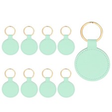 9pcs Leather Keychain,50mm Sublimation Keychain Blanks,Round,Green