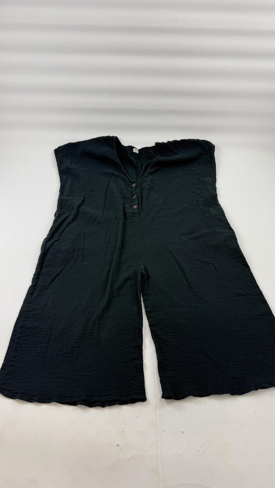 World Market Jumpsuit Womens One Size Black Gauze Sleeveless Wide Leg Cropped
