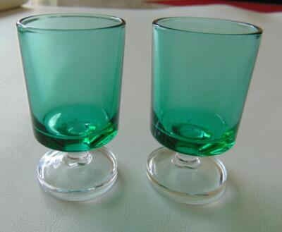 Cristal D'Arques Durand CAVALIER Teal Cordial Set of 2 Cordials