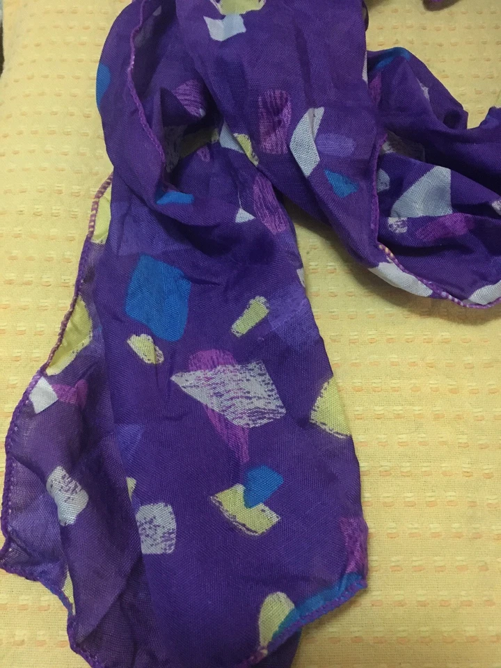 Bufanda Púrpura Amarillo Teal Blanco Patrón A Cuadros Mujeres Mamá Hermana Regalo de Verano Foto 3 de 4