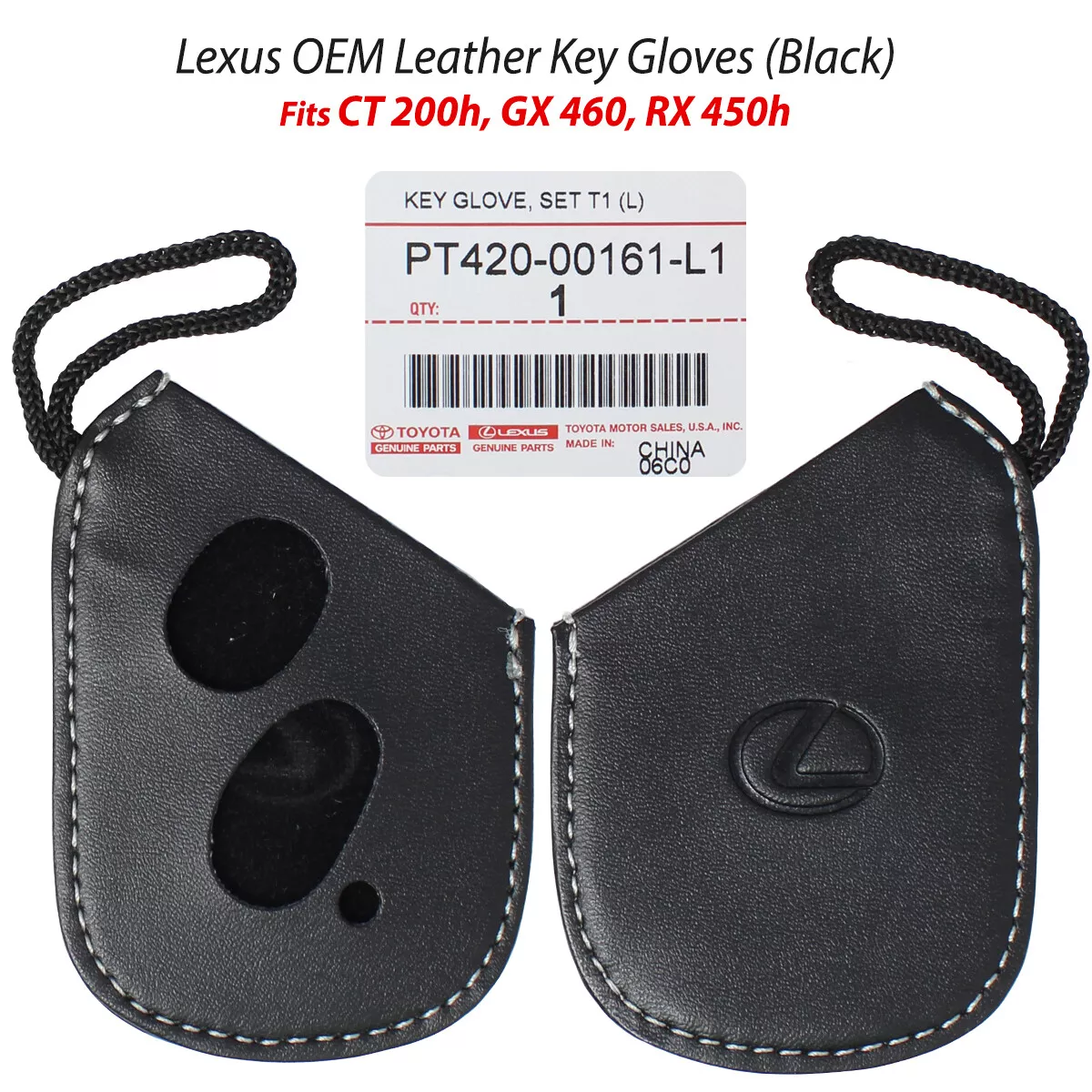 2X LEXUS OEM Black Smart Key Fob Remote Cover Leather Gloves PT420