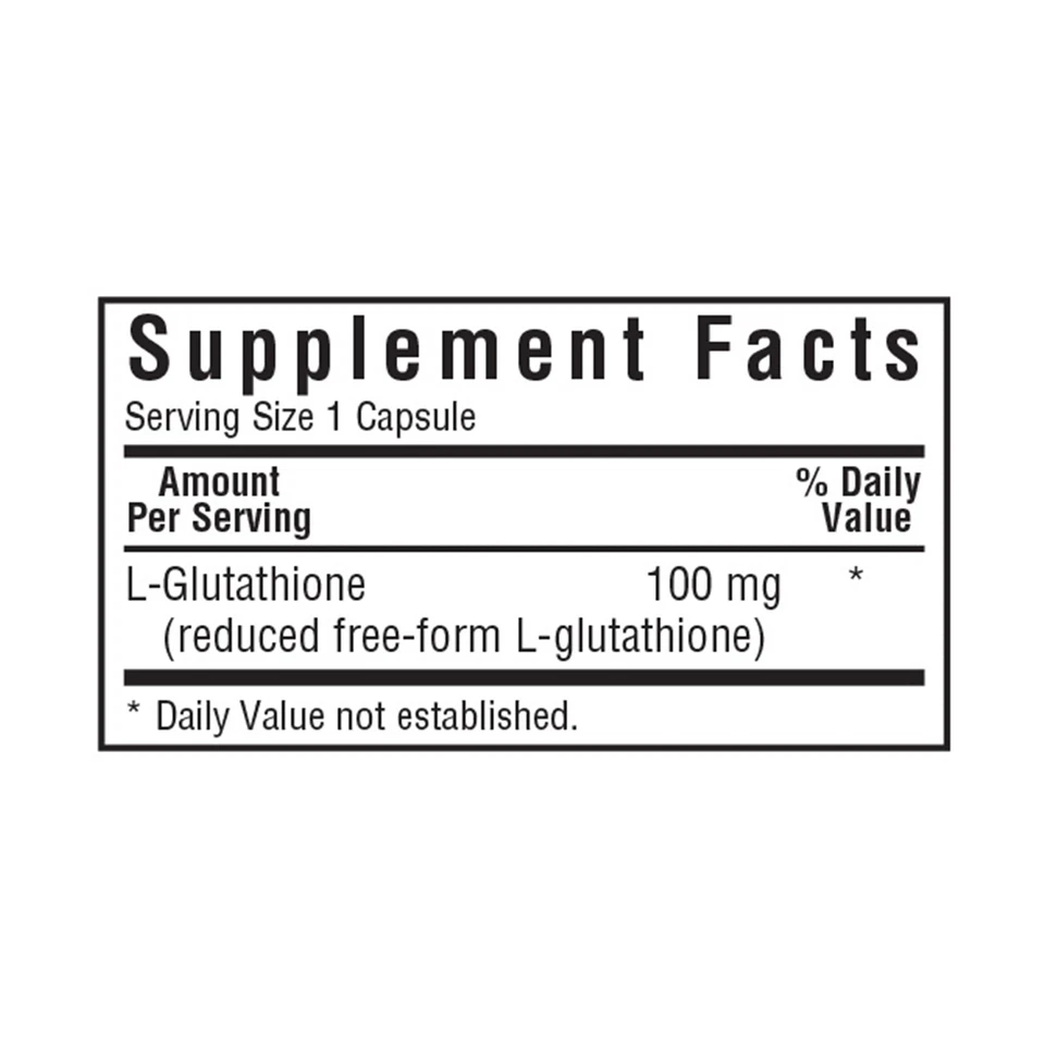 Bluebonnet L-Glutatión 100 mg 60 cápsulas vegetales, aminoácido de forma libre Foto 3 de 4