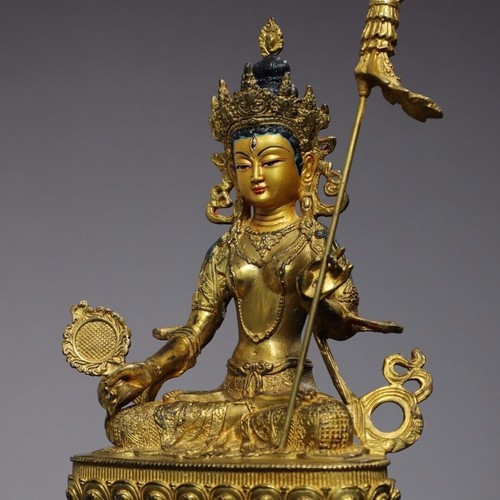 21 cm China tibet old Bronze gilt Maitreya Kwan-Yin buddha Bronze buddha Statue - Picture 5 of 9