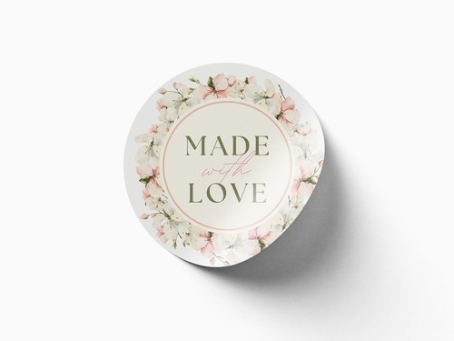 Ivory Rose Floral Made With Love Craft Sticker Bussiness Labels Tags for Packing - Picture 4 of 5