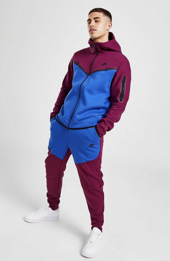 Nike Tech Fleece Dres Medium Sangria Game Royal Black | eBay
