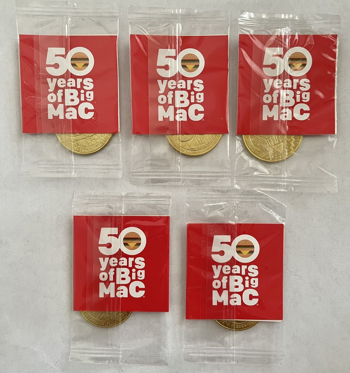 RARE COMPLETE SET OF 5 SEALED MCDONALD'S BIG MAC 50 ANNIVERSARY