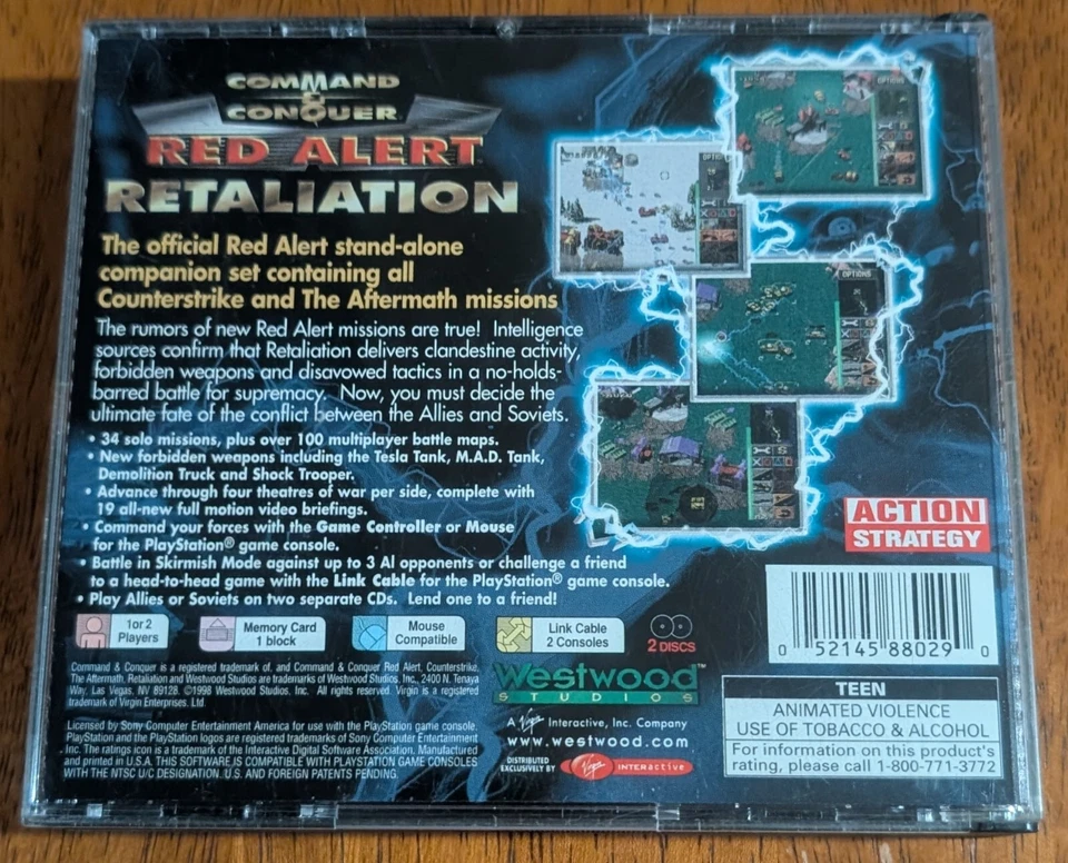 PS1 Command & Conquer Red Alert Retaliation Sony Playstation 1 CIB Very Good Con - Image 2 of 4