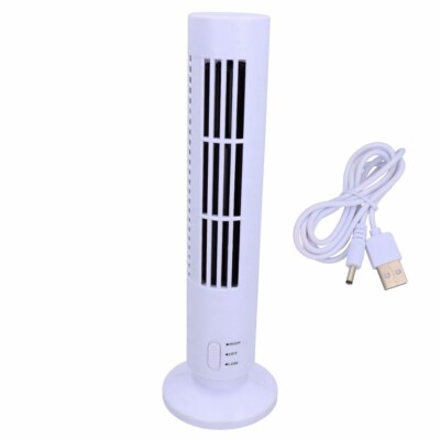 13'' USB Desktop Tower Cooling Cooler Fan 2 Speed Compact Slimline White