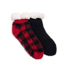 Muk Luks Women's Short Cabin Socks-2-Pairs-2900185-Red Buffalo-OSFM-NWT