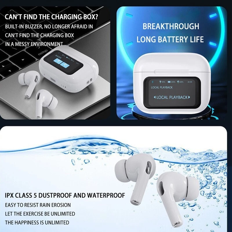 A9 Pro Earphones Wireless Bluetooth 5.4 Headset ANC Noise Reduction Mic Call - Image 2 of 3