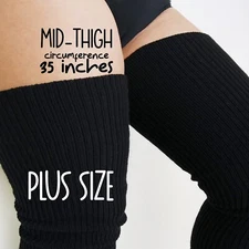 PLUS SIZE Thigh High Socks, Plus Size Blue Leg Warmers, Sweater Knit Stocking