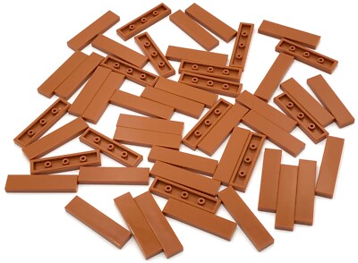 Lego 50 New Dark Orange Tiles 1 x 4 Flat Smooth Pieces Parts