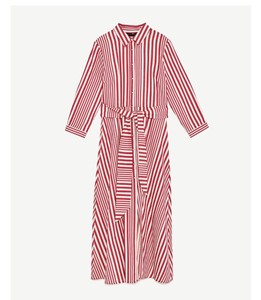 zara red and white striped dress