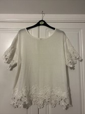 Top all'uncinetto bianco Next ricamato taglia media 
