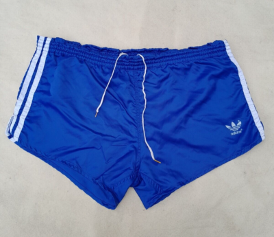 Vintage adidas Shorts Men's Medium Blue White Polyamide Shiny High