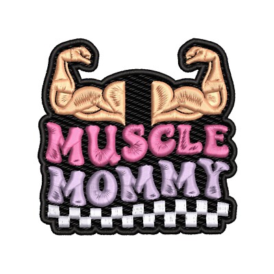Flexing Muscle Mommy Patch Embroidered Iron-on Applique Backpack Work Out Gym