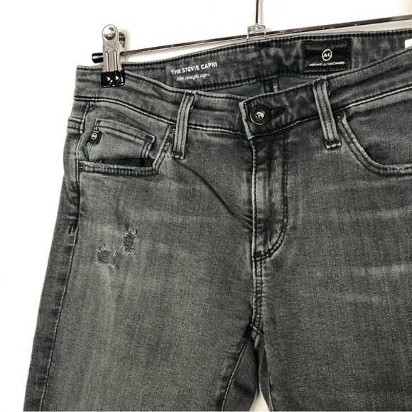 AG Adriano Goldschmied Stevie Capri Faded Black Cropped Skinny Jeans 26 thumbnail 4