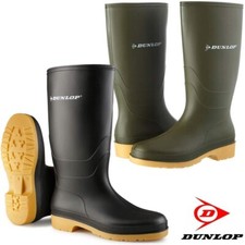 Image of Dunlop Kids Wellys Boys Girls Unisex Green Wellies Rain Wellingtons Waterproof