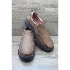 Camel Crown men's khaki leather comfort walking loafers slip on shoes 13