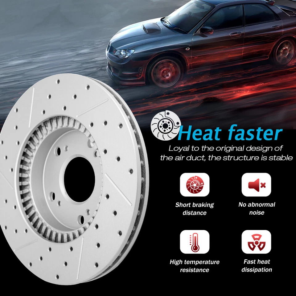 Rotores de freno de disco delanteros + pastillas de freno para Nissan Altima 2014 2015 2016 2017-2019 Foto 2 de 4