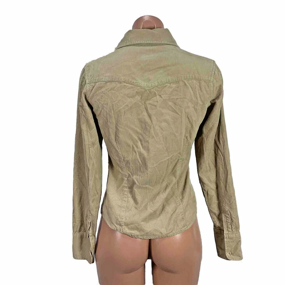 Chaqueta Camisa Vintage Union Bay Para Mujer Delgada Pana Abotonada Beige Talla Pequeña Foto 2 de 4